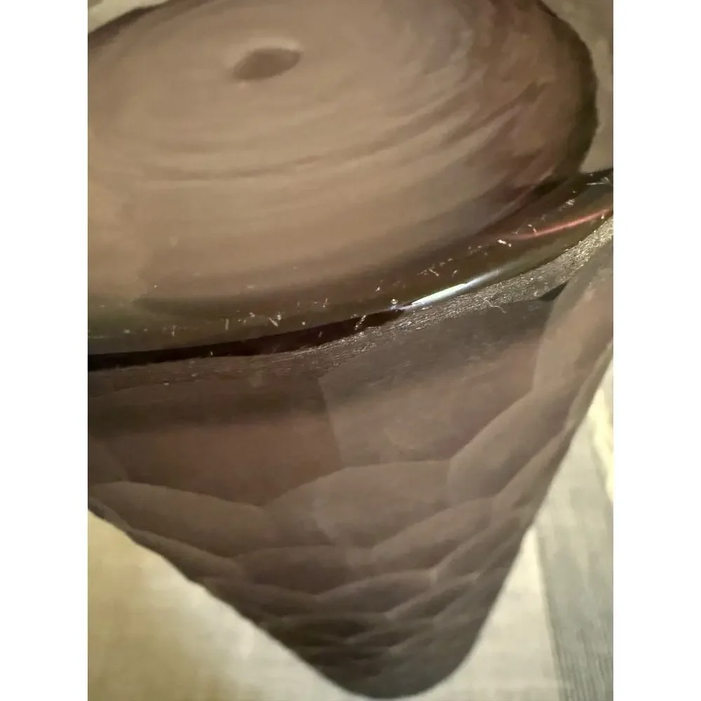 🌸 Set of 2 Textured Glass Vases – Purple / Mauve Honeycomb Design